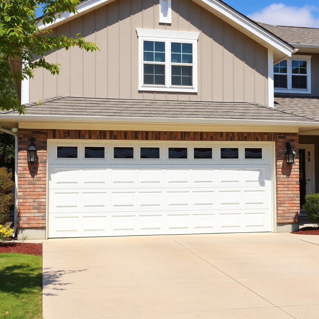 Newly installed white garage door